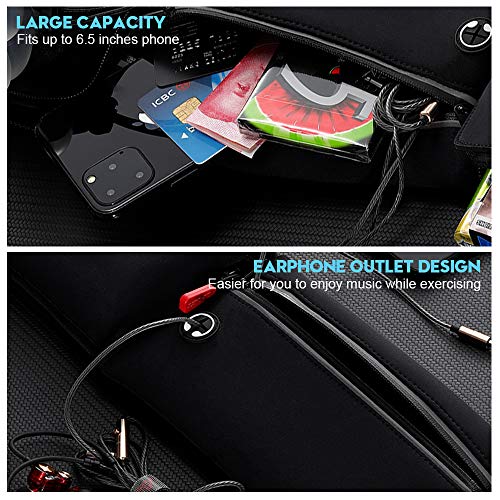 Running Belt Bag with Foldable Water Bottle Holder - Black