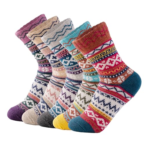 Warm Wool Socks - 5 Pairs Thick Winter Socks for Women