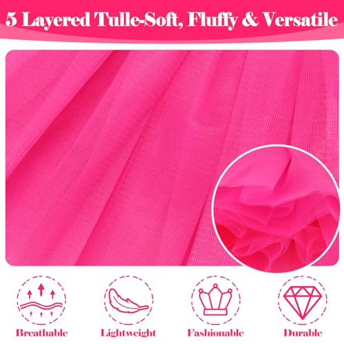 Fluffy Hot Pink Tutu Skirt for Women - 5 Layer 80s Costume