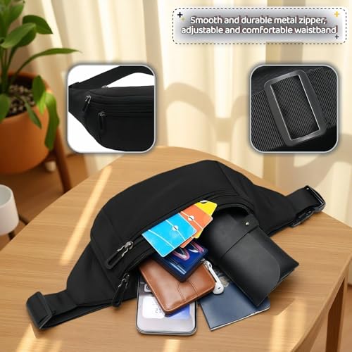 Lightweight Water-Resistant Fanny Pack with 3-Zipper Pockets