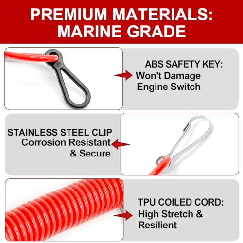 Boat Kill Switch Lanyard - 55 Inch, Red - 8M0092849
