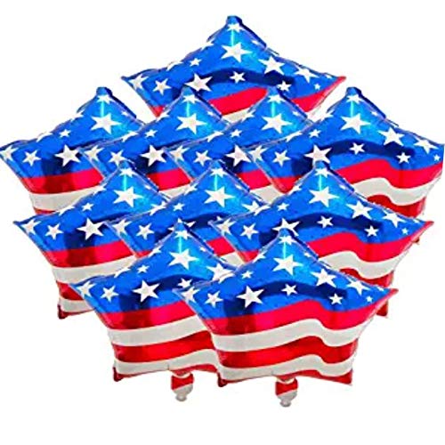 Patriotic American Flag Balloons - 10 Pack Star-Shape Mylar