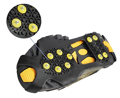 Ice Cleats with 10 Steel Studs for Enhanced Traction - Yellow, Small
