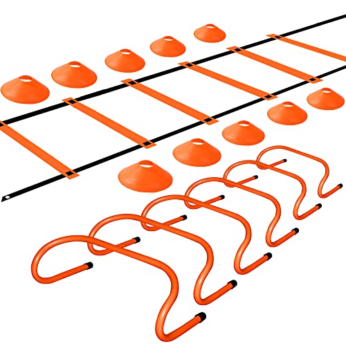 Agility Ladder and Hurdles Training Set with 10 Cones - Orange