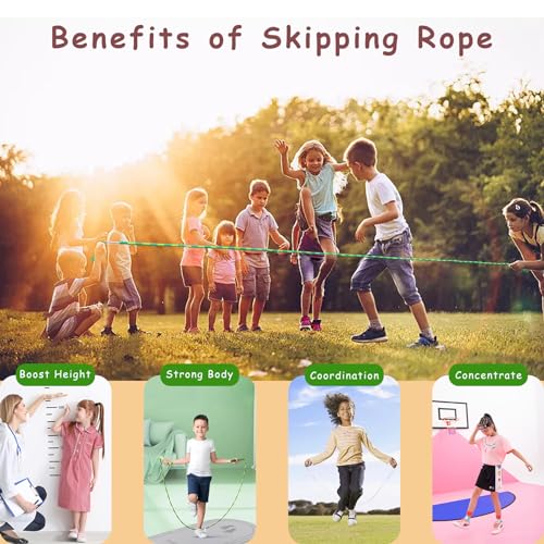 Adjustable Tangle-Free Jump Rope for Kids & Adults - Blue & Green