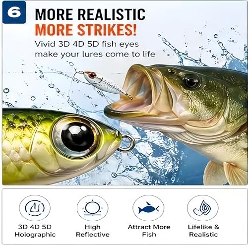 Fishing Lure Eyes Assortment Kit with Tweezer - 366pcs Orange, Silver, Red