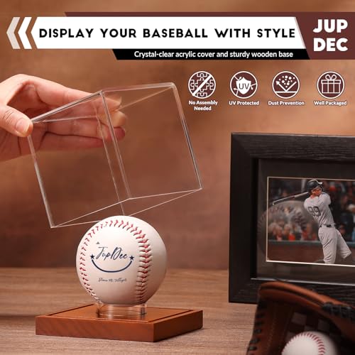 Baseball Display Case with Wooden Base - Clear Acrylic Holder