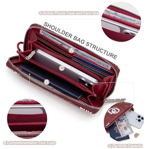 NCAA Wristlet Purse for Women - RFID Blocking Clutch Wallet, Ou-red