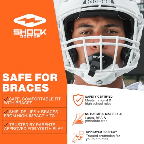 Football Mouth Guard with Strap - Shock Doctor Bolt Lipguard