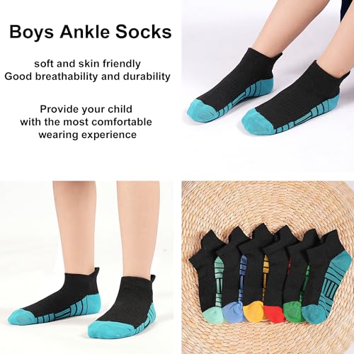 Gentaby 12 Pairs Boys Socks Athletic Ankle Toddler 1-14Y 7-10 Years Black