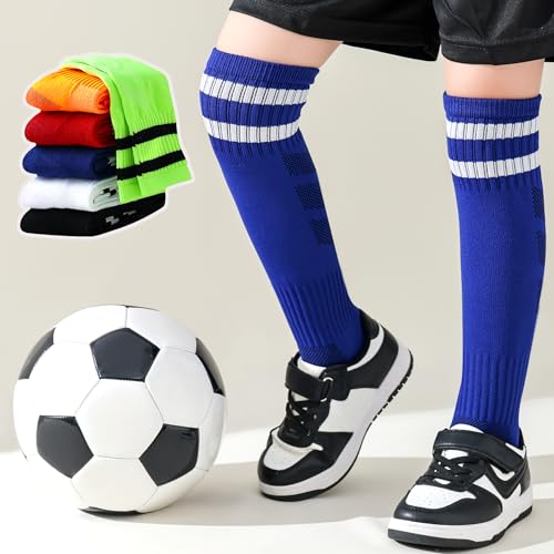 Kids Soccer Socks Boys & Girls 7-10 Years 6 Pairs Unisex Knee High Sports Socks