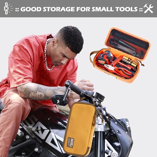 Rough Enough Small Tool Bag Pouch Canvas Portable Tool Box Organizer Case with Zipper Handle for Motorcycle Road Bike Electricians