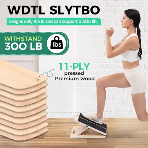 Calf Stretching Slant Board - Adjustable Wooden Incline Board