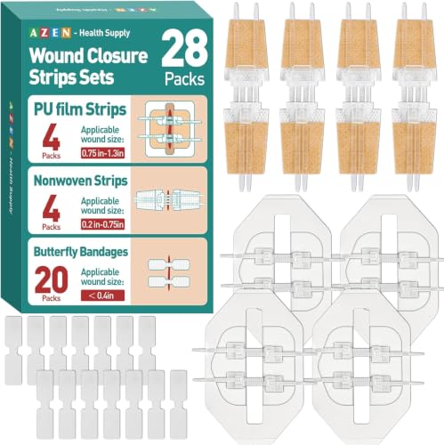 28-Pack Wound Closure Strips - Butterfly Bandages & Emergency Kit