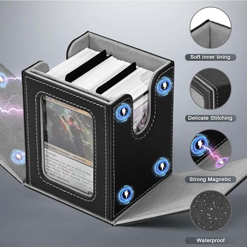 ZLCA MTG Deck Box with Window Display Holds 100 Double-Sleeved Cards