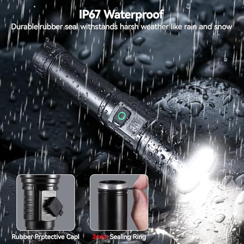 Rechargeable LED Tactical Flashlight with Zoom, 5 Modes for Camping & Emergency