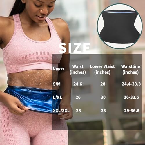 Waist Trainer Sweat Belt for Women - Blue, Large/XL