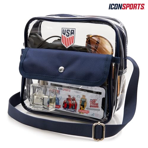 U.S. Soccer Clear Crossbody Bag - Stadium Approved with Zipper & Side Pocket