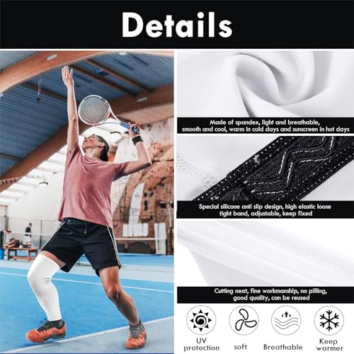 Compression Leg Sleeves - Long Knee Sleeve - White