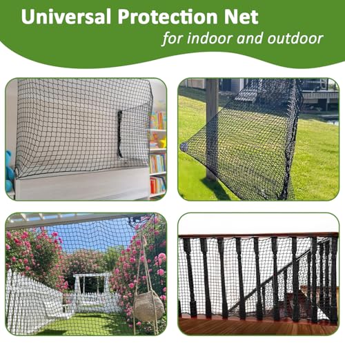 KAERYHET 9.8x9.8ft Kids & Pet Safety Rope Net Balcony Railing Playground