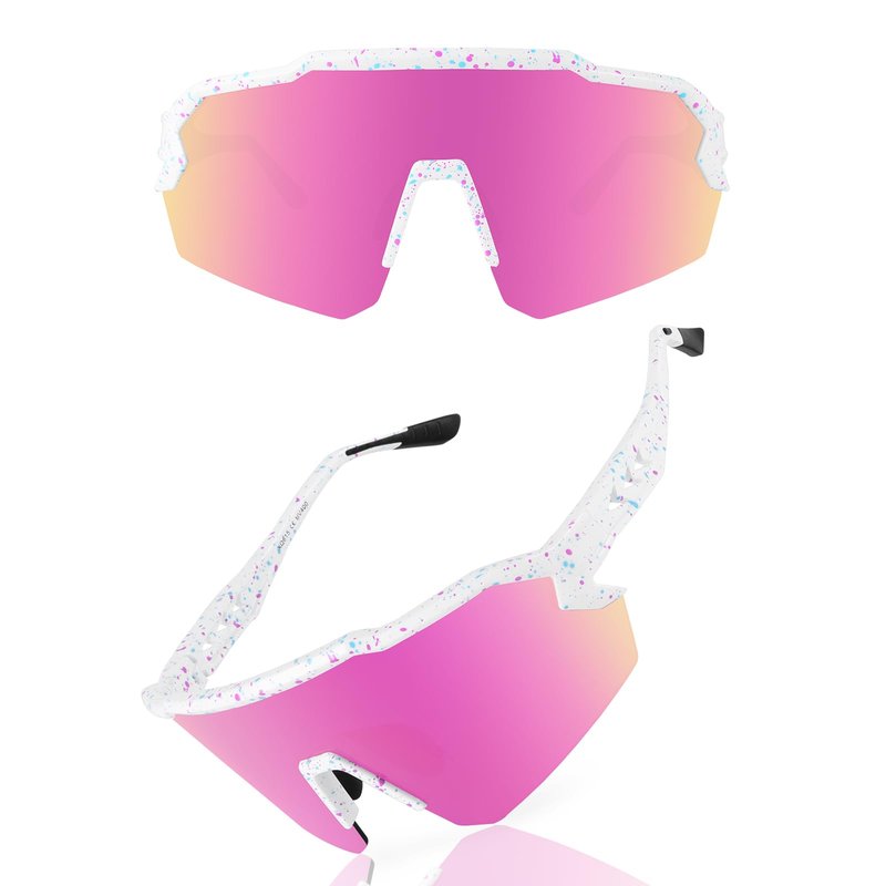 Ukoly Baseball Sunglasses For Men Women,Sports Sunglasses For Baseball Running Cycling UV400 protection TR90 Frame 615 (Pink)