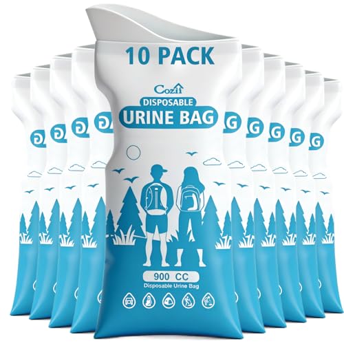900ML Disposable Urine Bags - Leak-Proof Portable Pee Bags - 10 Pack