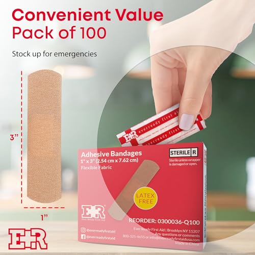 Fabric Adhesive Bandages - 1" x 3" Latex-Free - 100 Count