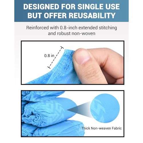 X-Large 200 Count Shoe Covers Disposable Non-Slip, Premium Cloth Boot Covers, Slip-resistant, Durable, Breathable, Non-toxic, Recyclable, Stretchable Fits Up to Size 13 US Men - Blue