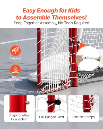 Portable Steel Hockey Goal with Backstop & Targets - 10x6FT