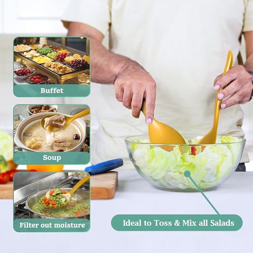 10" Large Plastic Wheat Straw Serving Spoons Set - 8 Pcs, Multi-Color