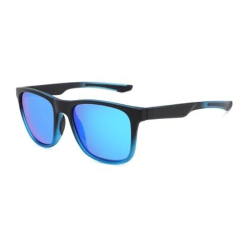 DE Outdoors Polarized Sunglasses, Lightweight Sun Glasses with UV Protection for Fishing Hiking Driving Golf & More (Blue Fin-Blue, Blue)