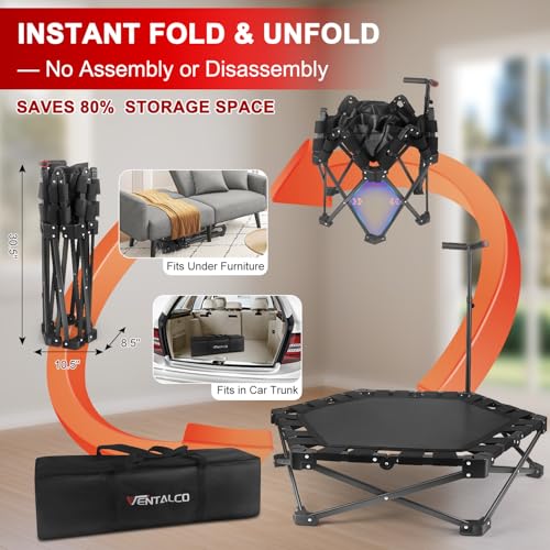 Foldable Mini Trampoline - 42" Rebounder for Indoor & Outdoor Workouts