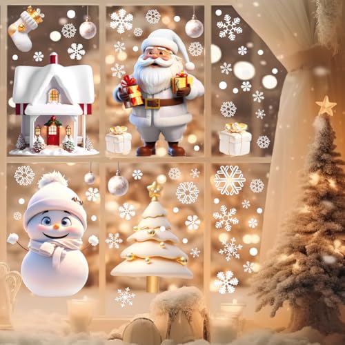 Christmas Snowman Snowflake Santa Claus Wall Sticker New Year Glass Window Decoration Mural Room Home Decor Electrostatic Decals