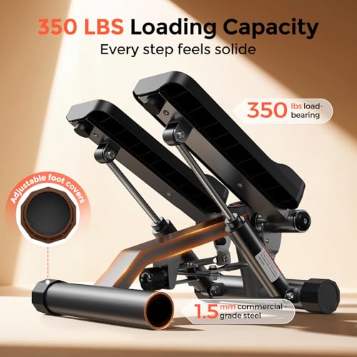 Mini Stepper with Resistance Bands - Jet Black, 350lbs Capacity