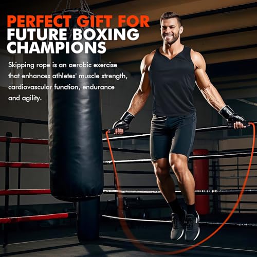 KUTIZE Orange 1lb Weighted Jump Rope for Home Fitness – Adjustable Heavy Rope for Boxing, Cardio