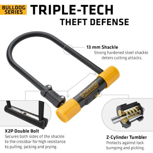 OnGuard Bulldog Mini U-Lock 13 mm Hardened Steel, 90×140 mm, X2P Dual Lock, 5 Keys & Mount