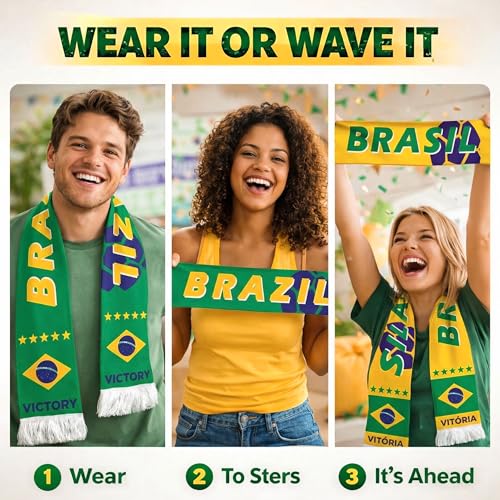 Soccer Fan Scarf - Double-Sided Cotton Fleece - Brazil