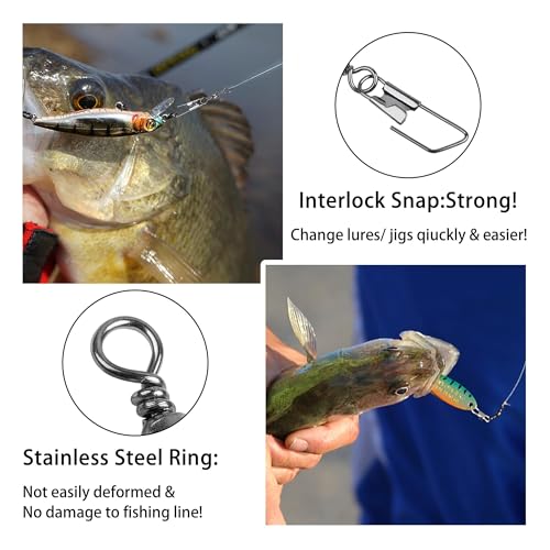 Fishing Swivels Stainless Steel Copper Snaps Black #12 - 15lb 100pcs - Saltwater & Freshwater