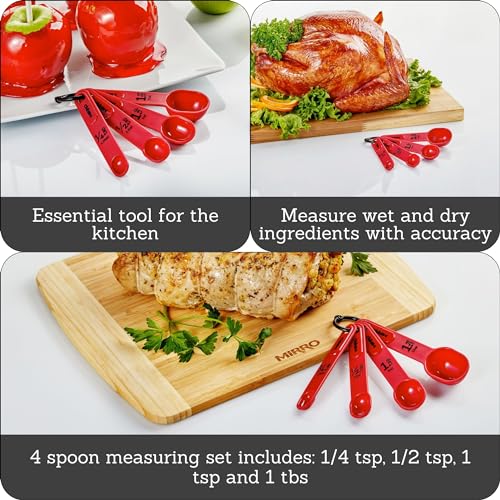 4 Piece Nested Measuring Spoons Set - Red Kitchen Tool