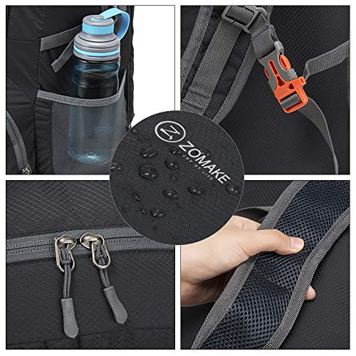 ZOMAKE 35L Black Lightweight Foldable Water-Resistant Backpack