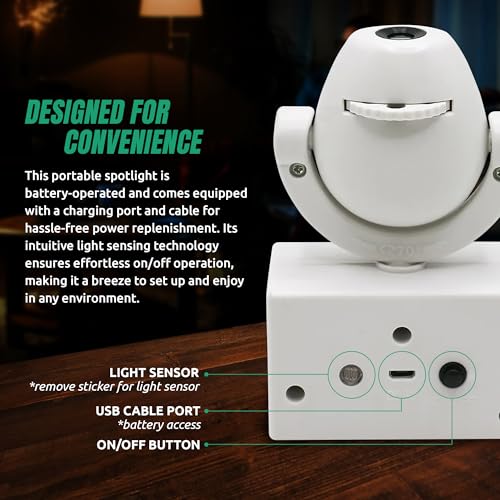 New York Jets LED Mini Spotlight Projector - Adjustable & Rechargeable