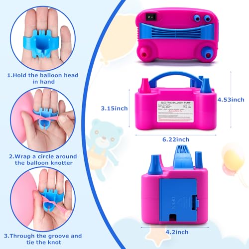 Electric Balloon Pump with Dual Nozzles & Tying Tool - Portable Inflator for Parties