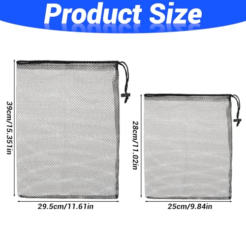 2-Piece Mesh Drawstring Ball Bag Set - Durable Nylon for Sports & Travel