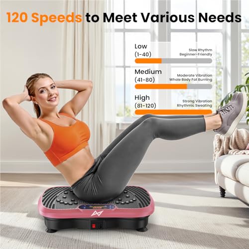 Vibration Plate Fitness Machine - 200W Bluetooth Design - Pink
