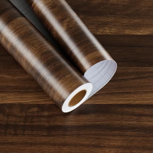 Vintage Dark Brown Wood Contact Paper Peel and Stick Wood Grain Wallpaper Peel and Stick Countertops Waterproof Contact Paper for Kitchen Cabinet Wrap Table Drawer Adhesive Paper15.7¡¿78.7"