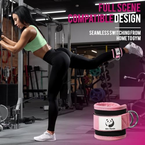 Ankle Strap for Cable Machine - Adjustable Pink Cuff for Kickbacks