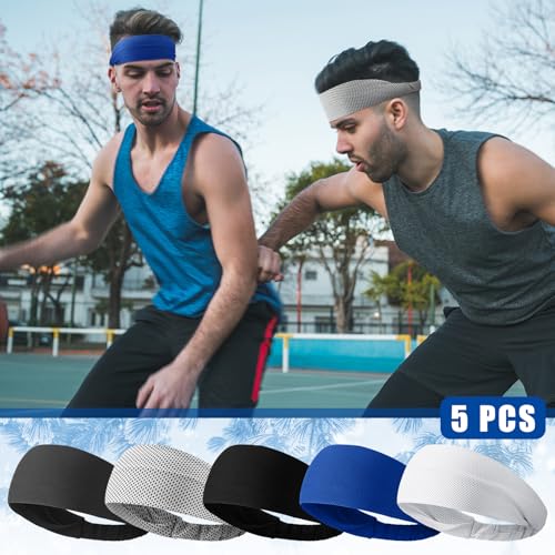 5pcs Cooling Sweat Band Headbands for Men - Classic Color