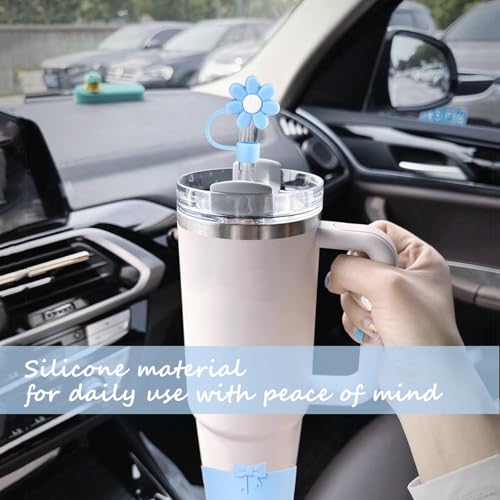 Silicone Straw Covers & Boot for Stanley Tumblers - Blue
