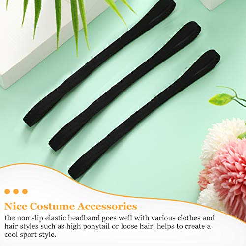 12 Pcs Non-Slip Elastic Headbands for Sports - Black