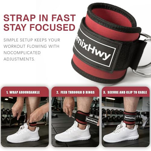 Premium Neoprene Ankle Straps for Cable Machine - Red